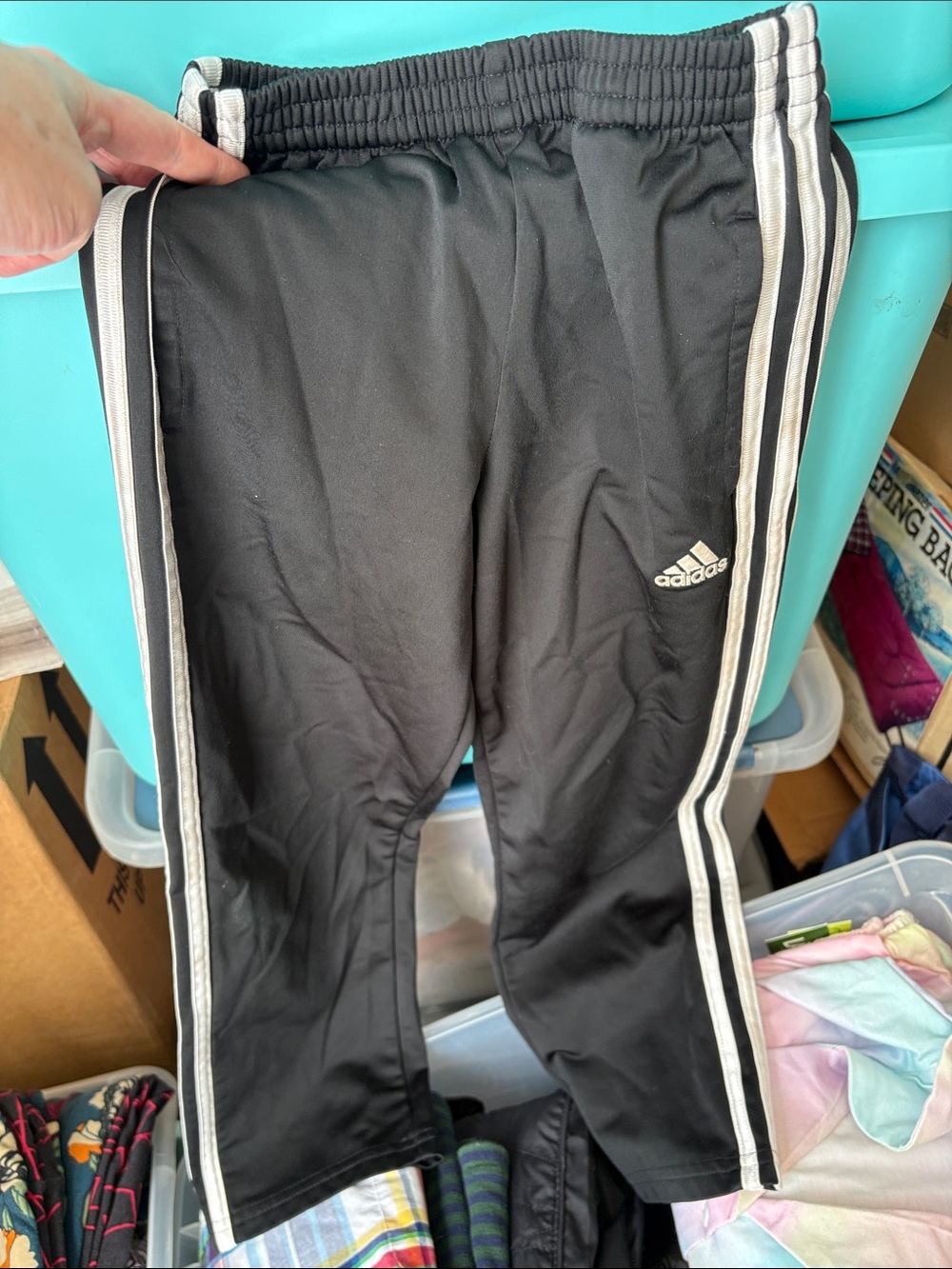 adidas Black Kids pants with White Side Stripes